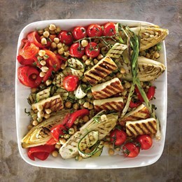 Recette NutriSimple Salade de légumes grillés, pois chiches et Halloumi