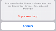 Confirmation supprimer l'app