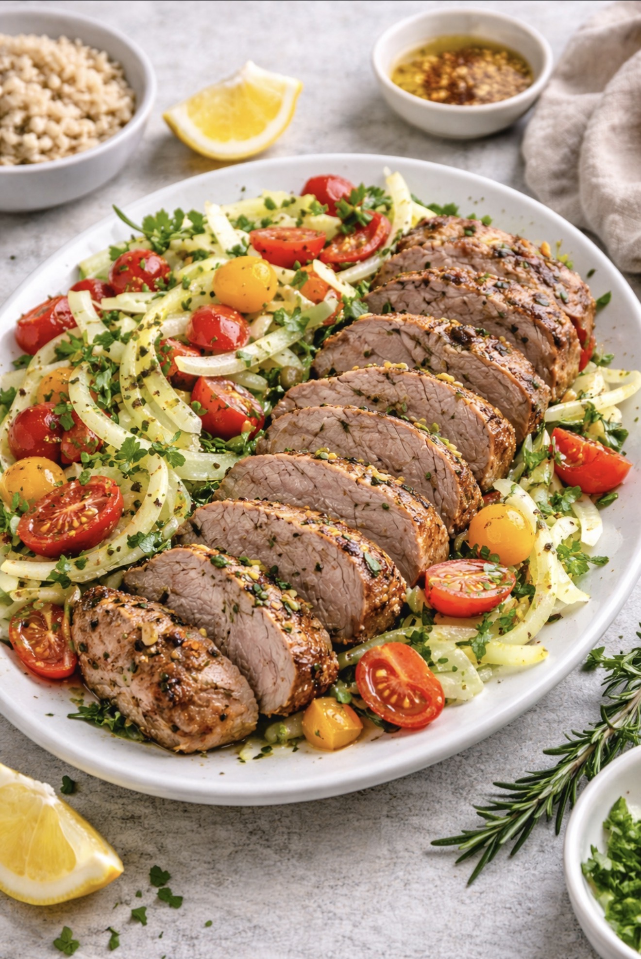 Recette NutriSimple Filet de porc rôti au romarin et Salade de fenouil