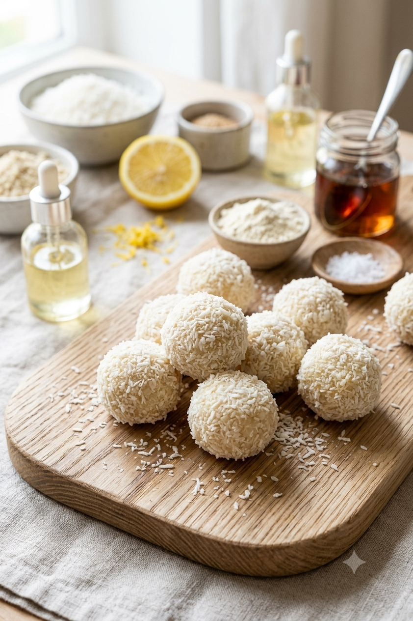 Recette NutriSimple Bouchées crues à la noix de coco et au citron