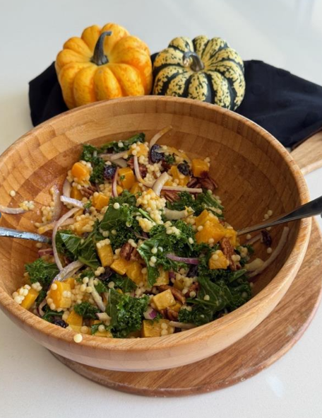 Salade de couscous perlé et courge rôtie